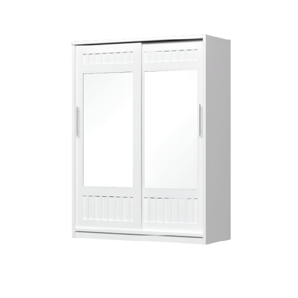 ตู้เสื้อผ้าบานเลื่อนกระจกเงา WISDOM DESIGN FURNITURE รุ่น W15SL 150 ซม. สีขาว